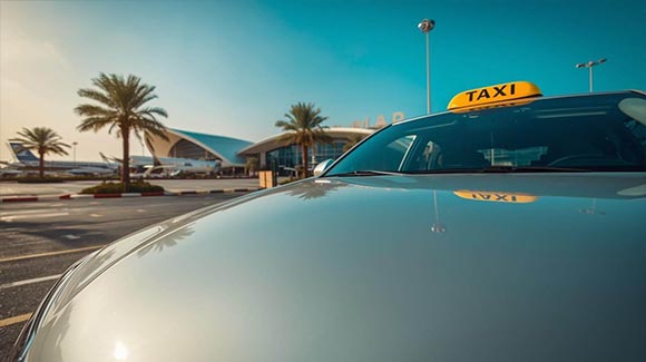 taxi parked in auh airport